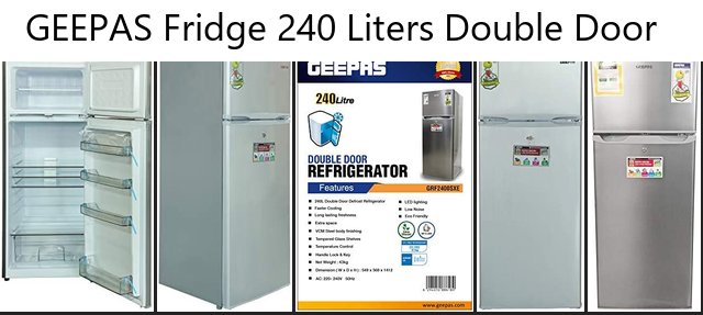 GEEPAS 240 Liters Double Door Refrigerator, Quick Cooling