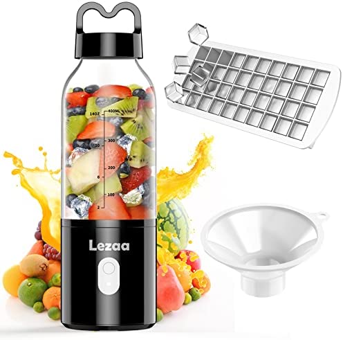 LEZAA Portable Mini Blender, Blender for Shakes and Smoothies, Personal Blender, USB Rechargeable 14 Oz thumbnail