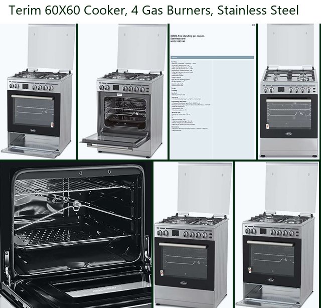 Terim 60X60 Cooker, 4 Gas Burners, Stainless Steel